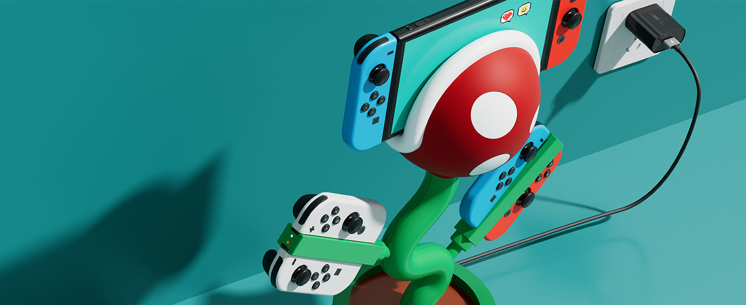 POWKONG Plantdock Nintendo Switch Dock with Joy-Con Charger Piranha PC 2 - Charge up to 6 Joycon