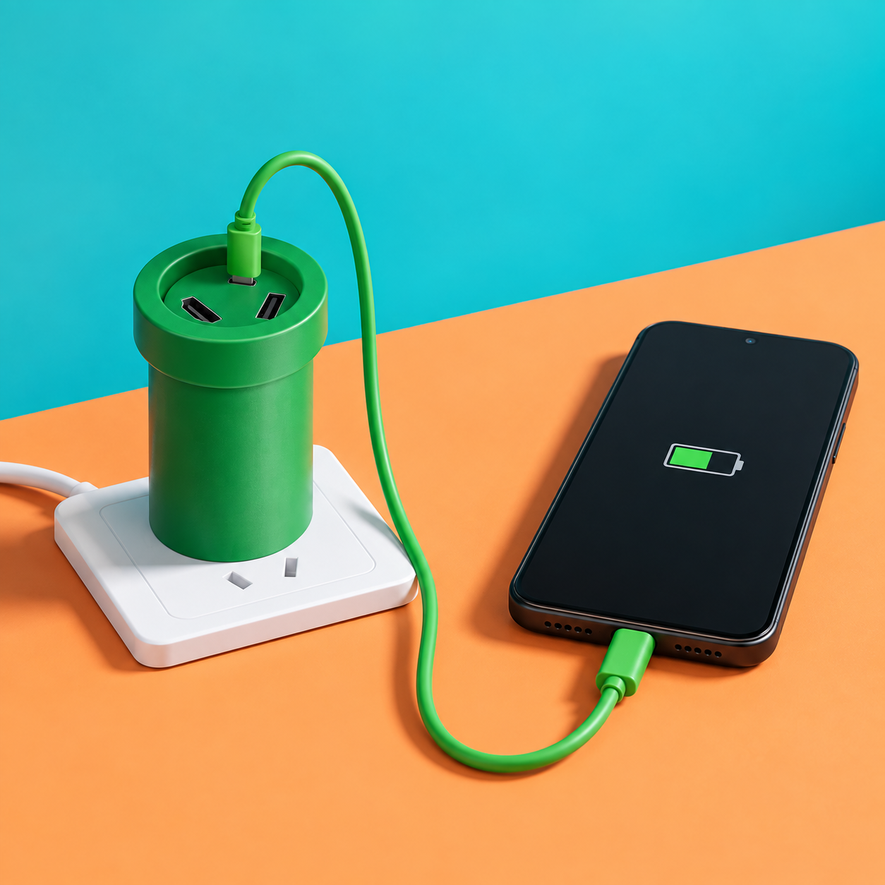 POWKONG Pipe Dock charging a phone through USB-C