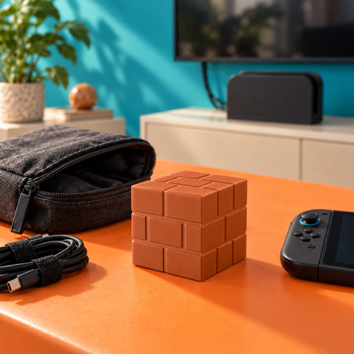Cubedock 2 beside travel gear while the original home dock remains connected